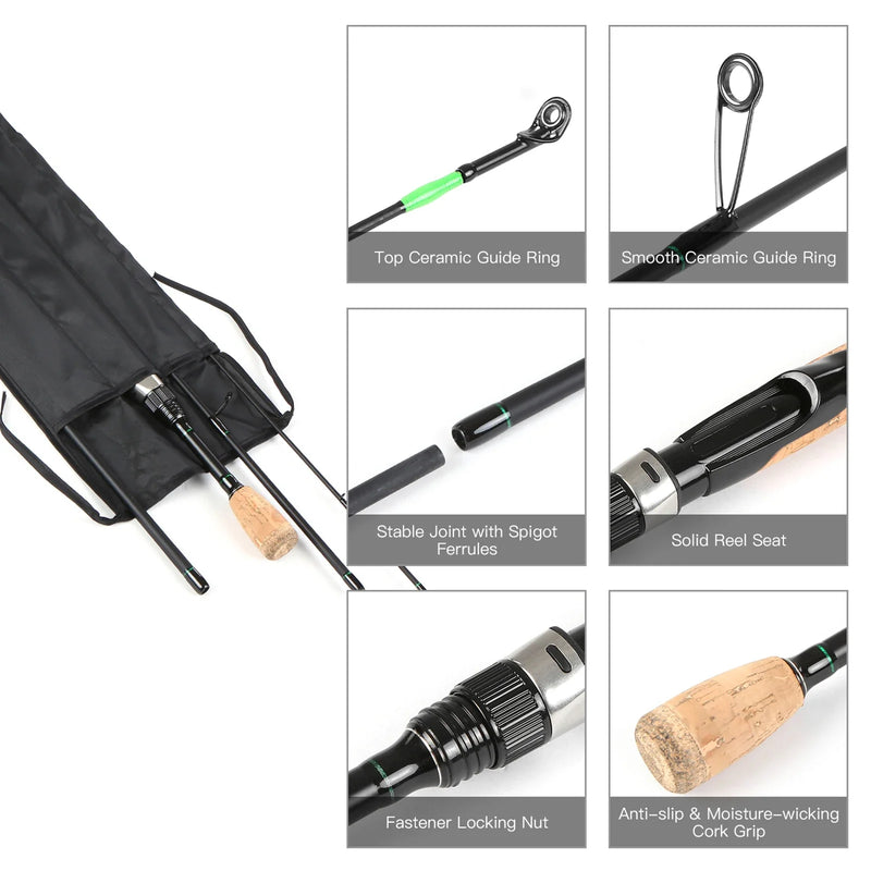 Vara de Pesca Telescópica de Fibra de Carbono Portátil